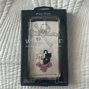 New! Wildflower Clear Case for IPhone 15 Stickers cats skeleton